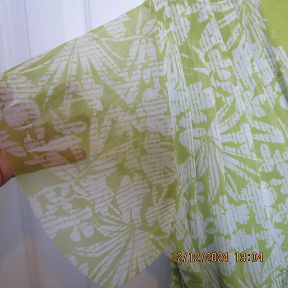 Lime Green/White Floral Blouse, Chadwicks, Size 2X - Picture 2 of 5